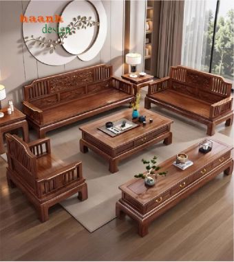 Bàn ghế phòng khách gỗ tự nhiên-Vẻ đẹp trường tồn-BGC 014