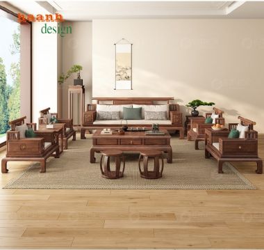 Làm mới không gian với sofa gỗ óc chó đẹp-BGC 009