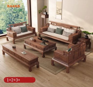 Làm mới không gian với sofa gỗ óc chó đẹp-BGC 009