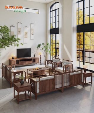 Khám phá mẫu sofa gỗ óc chó đẹp, bền, chuẩn phong cách Á Đông-BGC 016