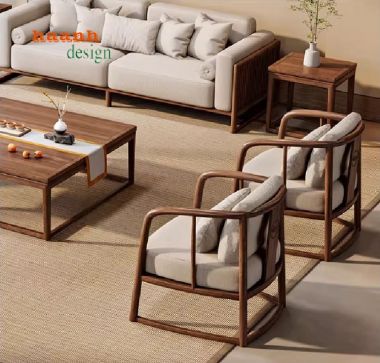 Bàn ghế gỗ óc chó phòng khách – Đẳng cấp cho không gian sống-SFH 017