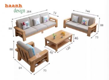 Bàn Ghế Sofa Gỗ Sồi Phòng Khách– Phong Cách Mộc Cho Nhà Việt-SFH 014