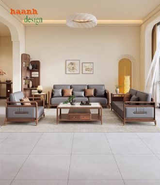 Bàn ghế sofa gỗ phòng khách hiện đại – Từ gỗ óc chó Bắc Mỹ-SFH 019