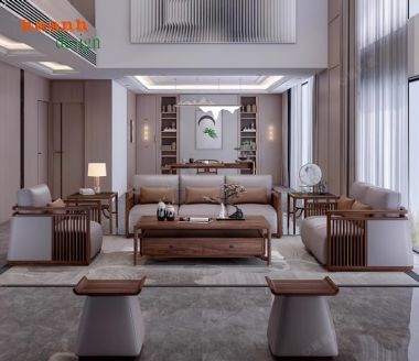 Sofa gỗ phòng khách gia đình: Nâng tầm không gian sống-SFH 013