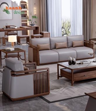 Sofa gỗ phòng khách gia đình: Nâng tầm không gian sống-SFH 013