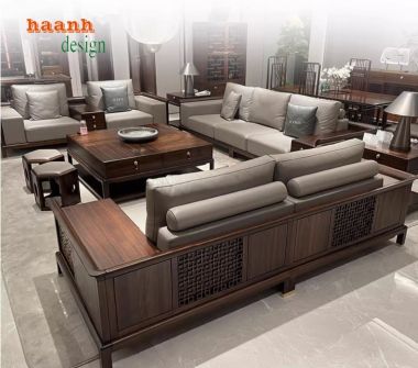 Chọn sofa gỗ óc chó cho phòng khách hiện đại-FSH 012