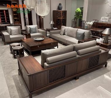 Chọn sofa gỗ óc chó cho phòng khách hiện đại-FSH 012