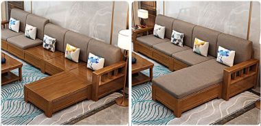 Tinh tế bàn ghế sofa gỗ phòng khách phù hợp từng phong cách-SFH 009