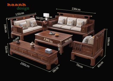 Bàn ghế gỗ tự nhiên giả cổ phong cách Á Đông BGC 004