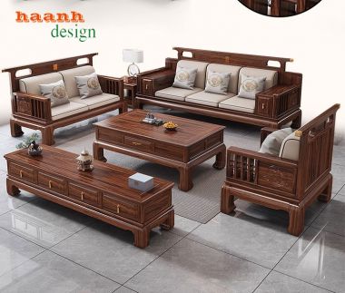 Bàn ghế gỗ tự nhiên giả cổ phong cách Á Đông BGC 004