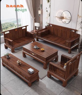 Bàn ghế gỗ tự nhiên giả cổ phong cách Á Đông BGC 004