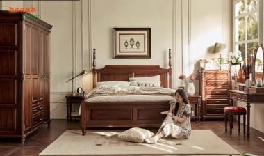 Nổi bật phong cách tủ quần áo tân cổ điển gỗ tự nhiên-TAT 005