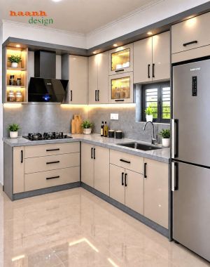 Tủ bếp gỗ công nghiệp hiện đại nhiều màu - TBC 006