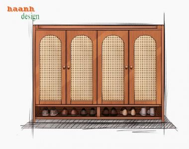 Tủ giày dép gỗ sồi tự nhiên cánh mây hiện đại, tiện dụng-TGH 009
