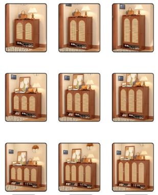 Tủ giày dép gỗ sồi tự nhiên cánh mây hiện đại, tiện dụng-TGH 009