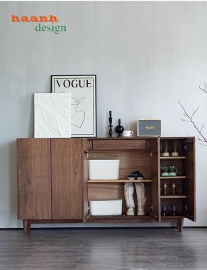 Tủ giày dép gỗ óc chó tự nhiên cao cấp cho gia đình TGH 002