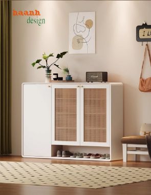 Mẫu tủ giày dép hiện đại bằng gỗ sồi tự nhiên cao cấp-TGH 007