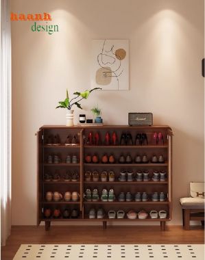 Mẫu tủ giày dép hiện đại bằng gỗ sồi tự nhiên cao cấp-TGH 007