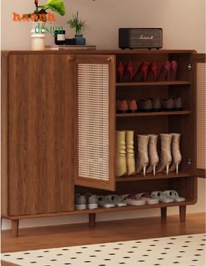 Mẫu tủ giày dép hiện đại bằng gỗ sồi tự nhiên cao cấp-TGH 007