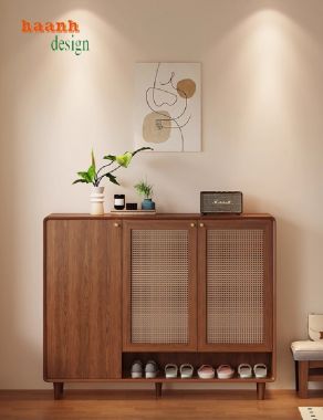 Mẫu tủ giày dép hiện đại bằng gỗ sồi tự nhiên cao cấp-TGH 007