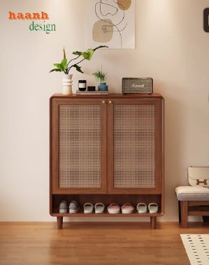 Mẫu tủ giày dép hiện đại bằng gỗ sồi tự nhiên cao cấp-TGH 007