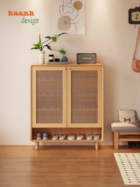 Mẫu tủ giày dép hiện đại bằng gỗ sồi tự nhiên cao cấp-TGH 007