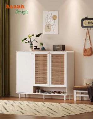 Mẫu tủ giày dép hiện đại bằng gỗ sồi tự nhiên cao cấp-TGH 007