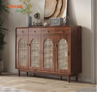 Mang lại sự tiện nghi với tủ giày gỗ óc chó cánh mây-TGH 005