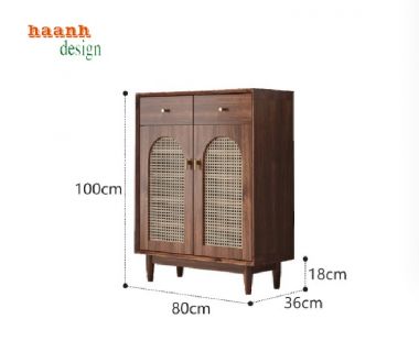 Mang lại sự tiện nghi với tủ giày gỗ óc chó cánh mây-TGH 005