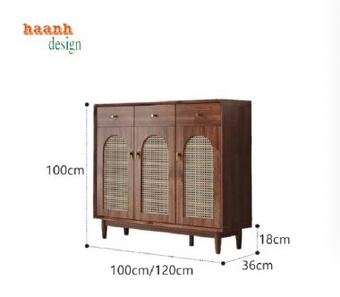 Mang lại sự tiện nghi với tủ giày gỗ óc chó cánh mây-TGH 005