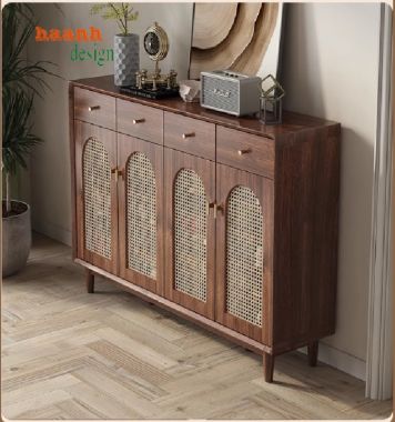 Mang lại sự tiện nghi với tủ giày gỗ óc chó cánh mây-TGH 005