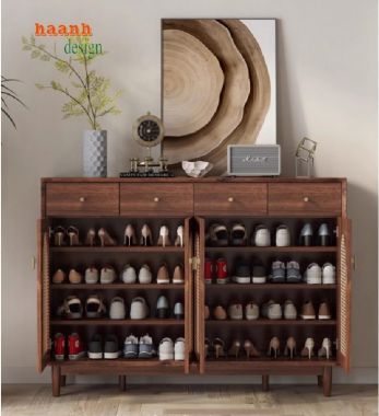 Mang lại sự tiện nghi với tủ giày gỗ óc chó cánh mây-TGH 005