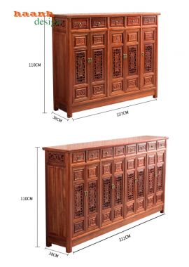 Tủ giầy dép gỗ tự nhiên giả cổ chất lượng và tiện ích TGG 003