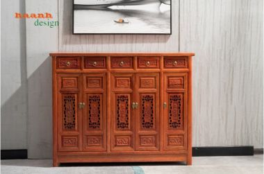 Tủ giầy dép gỗ tự nhiên giả cổ chất lượng và tiện ích TGG 003