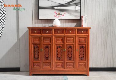 Tủ giầy dép gỗ tự nhiên giả cổ chất lượng và tiện ích TGG 003