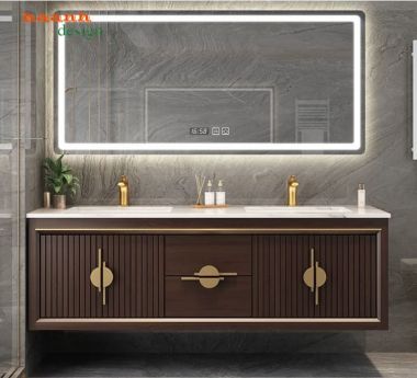 Tủ phòng tắm gỗ sồi tự nhiên cao cấp cho gia đình-TGA 002