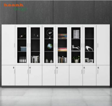 Tủ hồ sơ gỗ công nghiệp cánh kính nhiều kiểu dáng - THS 013