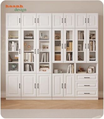 Tủ hồ sơ màu trắng cánh kính, 3 ngăn kéo - THS 019