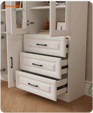 Tủ hồ sơ màu trắng cánh kính, 3 ngăn kéo - THS 019