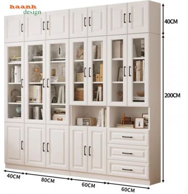 Tủ hồ sơ màu trắng cánh kính, 3 ngăn kéo - THS 019