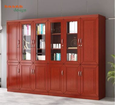Tủ hồ sơ gỗ tự nhiên cánh kính nhiều kích thước - THT 005