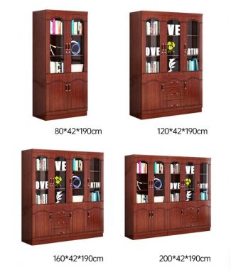 Tủ hồ sơ gỗ tự nhiên cánh kính nhiều kích thước - THT 005