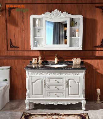 Tủ lavabo gỗ tự nhiên tân cổ điển TLC 001