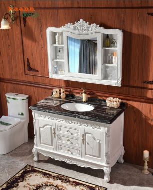 Tủ lavabo gỗ tự nhiên tân cổ điển TLC 001