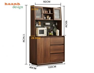 Tủ Đựng Đồ Phòng Bếp Veneer Óc Chó Cho Nhà Hiện Đại-TLT 012