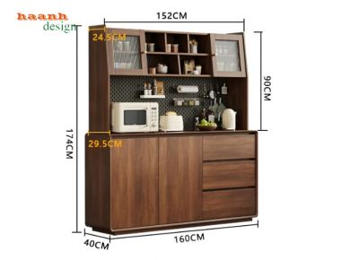 Tủ Đựng Đồ Phòng Bếp Veneer Óc Chó Cho Nhà Hiện Đại-TLT 012