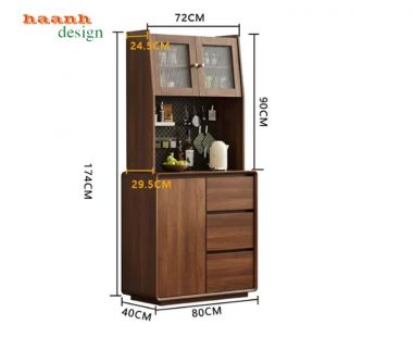 Tủ Đựng Đồ Phòng Bếp Veneer Óc Chó Cho Nhà Hiện Đại-TLT 012