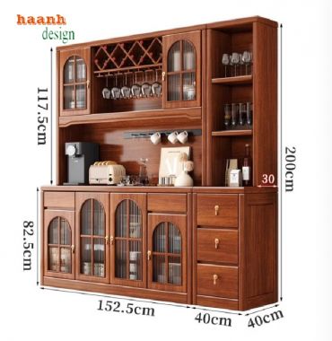 Tủ lưu trữ đồ phòng bếp gỗ sồi – Bền đẹp, tiện nghi, hiện đại-TLT 007