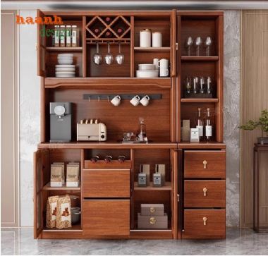 Tủ lưu trữ đồ phòng bếp gỗ sồi – Bền đẹp, tiện nghi, hiện đại-TLT 007