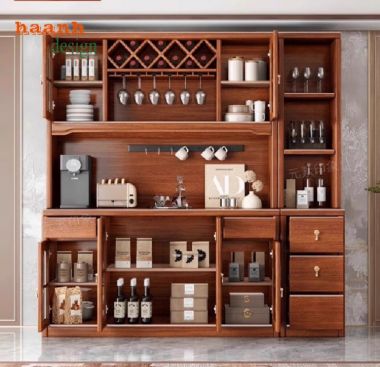 Tủ lưu trữ đồ phòng bếp gỗ sồi – Bền đẹp, tiện nghi, hiện đại-TLT 007